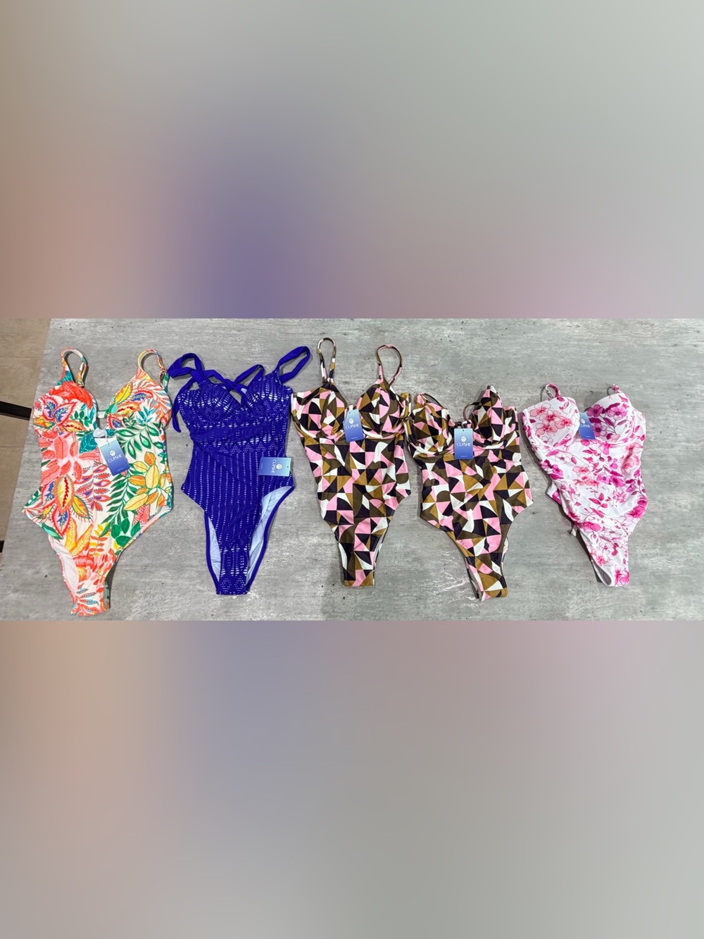 5 one piece bundle-floral Pink One-Piece Swimsuit - Elegant Supportive Design